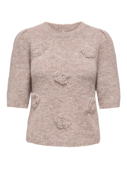 Only Zaggie Strik bluse med kort ærme, blomster 
